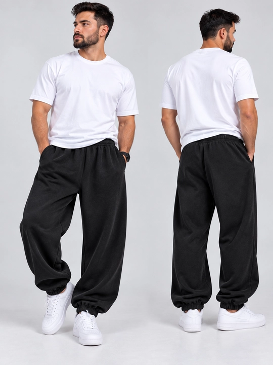 Erkaklar uchun sport shim, jogger, keng bichimli, rezinkali, qora