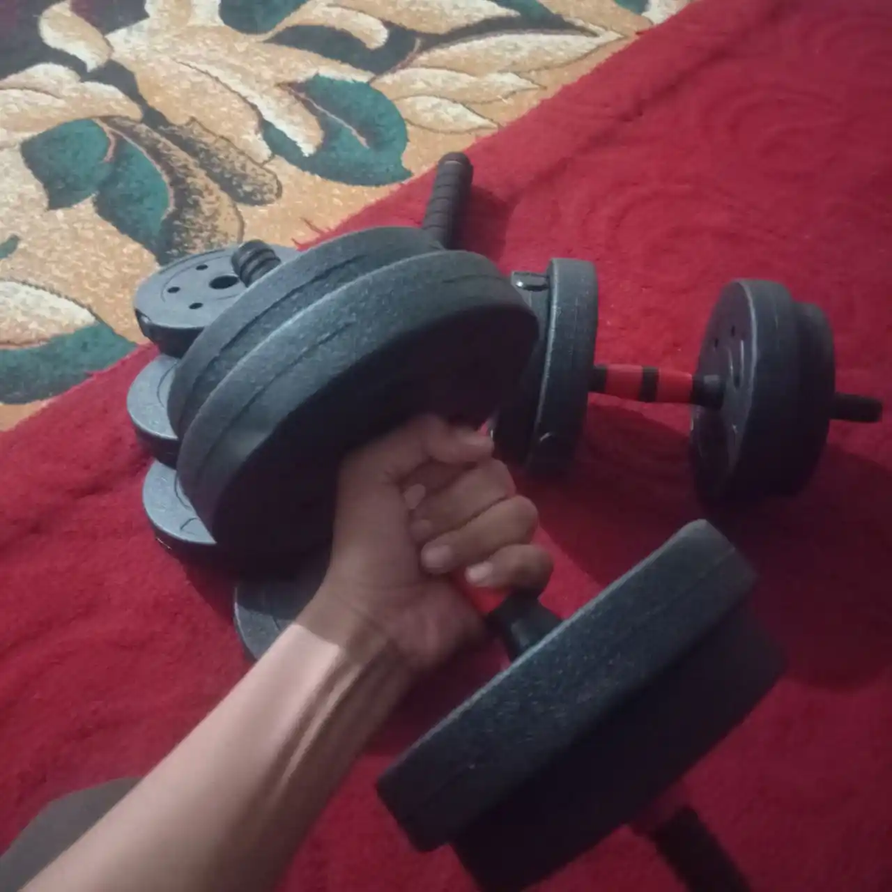 Uy uchun yig'ma sport anjomi: shtanga va gantel to'plami, 10 kg - 40 kg