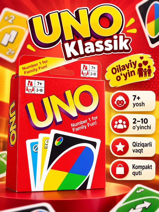 UNO karta o‘yini Klassik, Futbol, Flip, bolalar va kattalar uchun oilaviy stol o‘yini