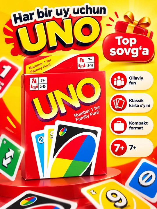UNO karta o‘yini Klassik, Futbol, Flip, bolalar va kattalar uchun oilaviy stol o‘yini