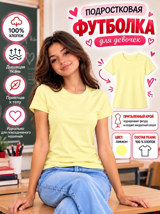 Ayollar uchun yopishib turadigan futbolka, asosiy, o‘smirlar uchun kundalik futbolka - 
