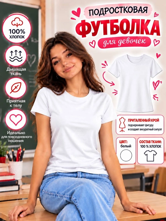 Ayollar uchun yopishib turadigan futbolka, asosiy, o‘smirlar uchun kundalik futbolka - 
