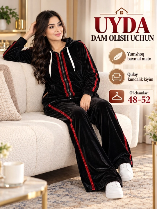Ayollar velyur kostyumi, 48-52 o'lchamlar