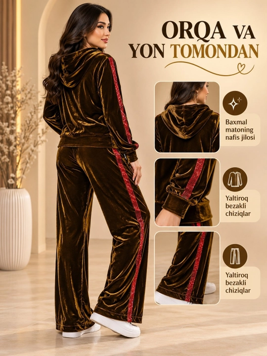 Ayollar velyur kostyumi, 48-52 o'lchamlar