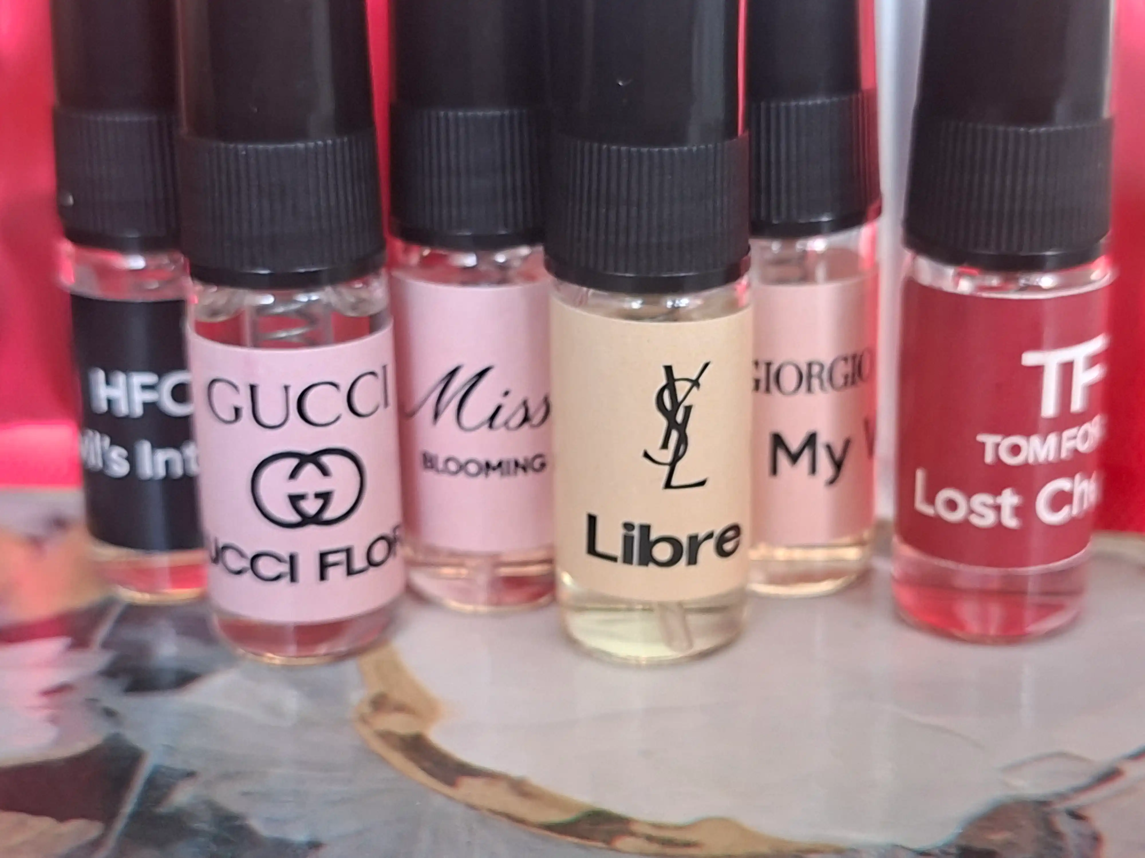 Набор духов для женщин Gucci Flora, Miss Dior, Devil's Intrigue, Libre, Lost Cherry, 6 в 1