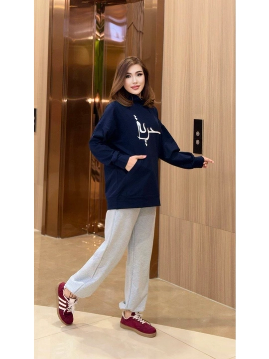 Ayollar uchun sport dvoykasi kapyushonli hudi va shim oversize uslub 46–52 gach standart