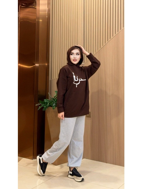Ayollar uchun sport dvoykasi kapyushonli hudi va shim oversize uslub 46–52 gach standart