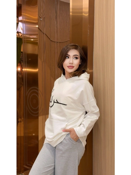 Ayollar uchun sport dvoykasi kapyushonli hudi va shim oversize uslub 46–52 gach standart - 