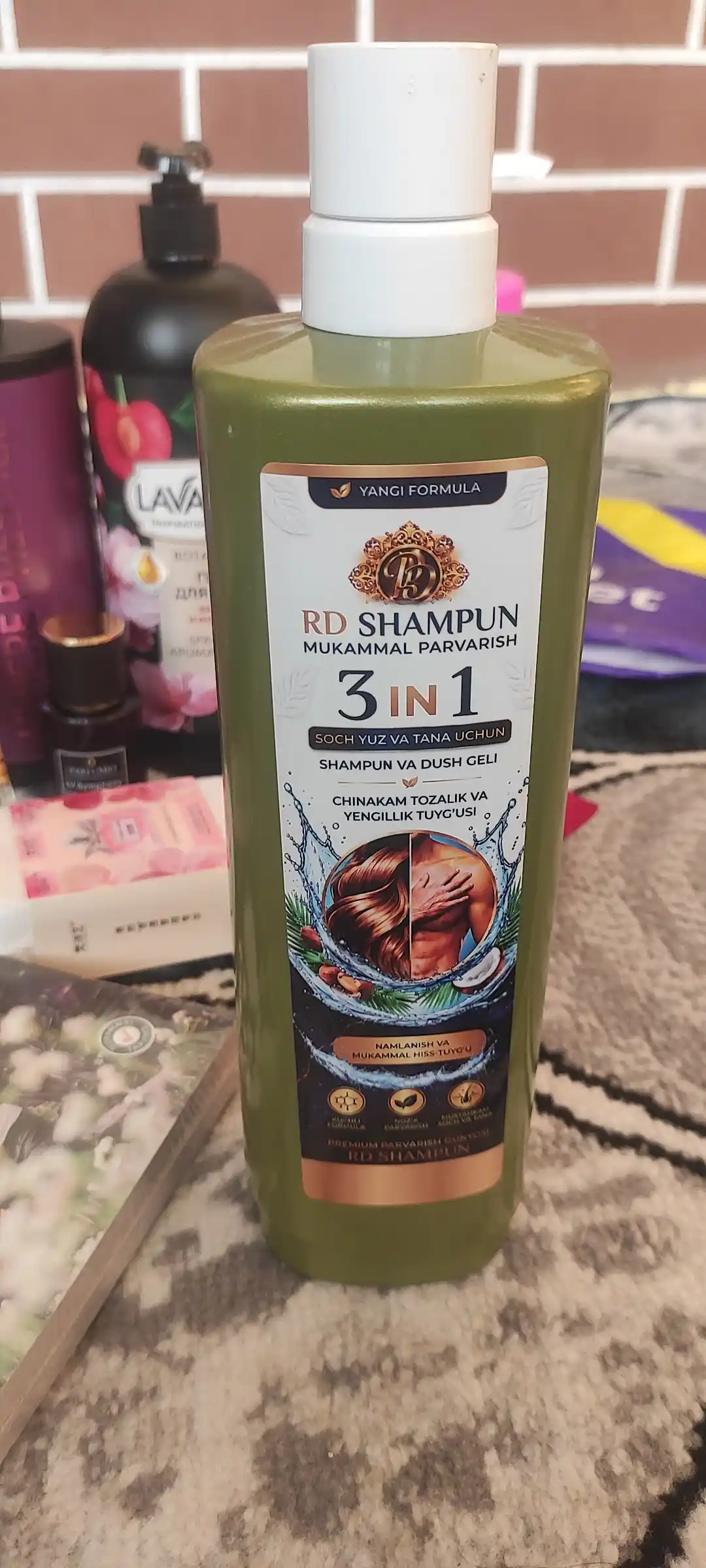 RD dush shampuni va geli, soch, yuz va tana uchun 3 tasi 1 da, yangi formula, 1000 ml + 50 ml