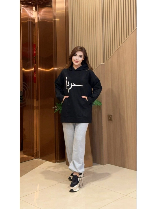 Ayollar uchun sport dvoykasi kapyushonli hudi va shim oversize uslub 46–52 gach standart - 