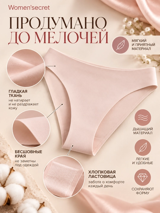 Women’secret ayollar uchun choksiz, silliq ichki trusiklar