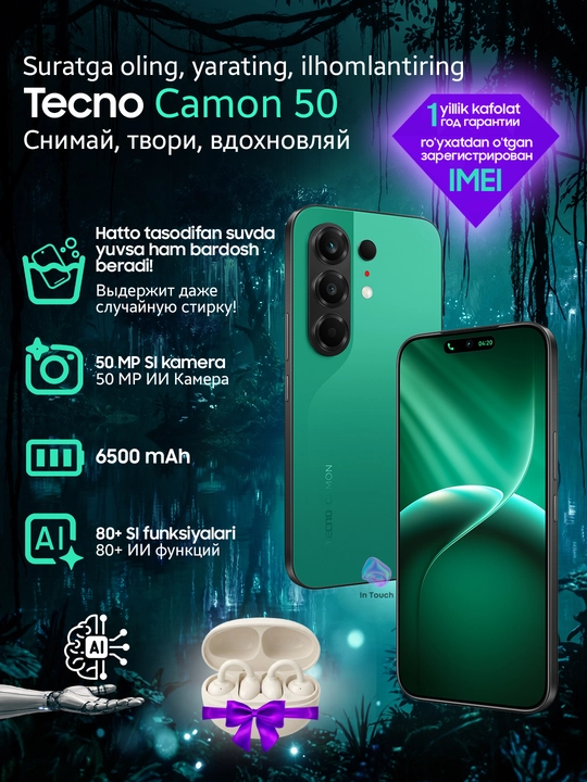 Tecno Camon 50 va 50 Pro kamerali smartfoni, 8/256 GB, AMOLED 144 Hz - 