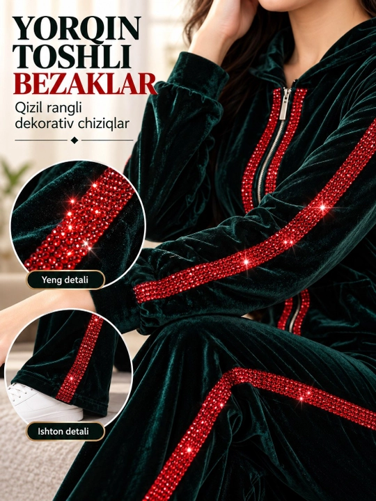 Ayollar velyur kostyumi, 48-52 o'lchamlar