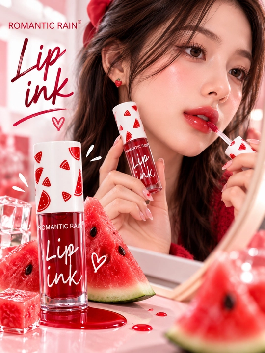 Romantic Rain Lip Ink, lab uchun suyuq pomada, qizil tint, yorqin rangli lab bo‘yog‘i - 