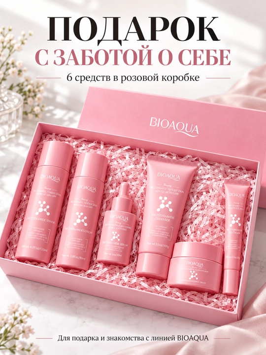 Подарочный набор BIOAQUA Niacinamide с ниацинамидом, 6 средств для лица и зоны глаз