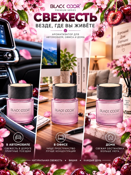 Ароматизатор для автомобиля, дома и офиса BLACK ODOR, 50 мл