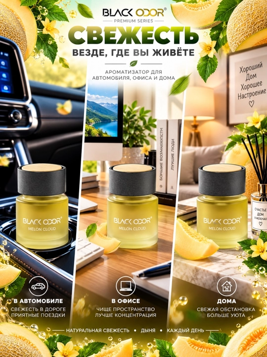 Ароматизатор для автомобиля, дома и офиса BLACK ODOR, 50 мл