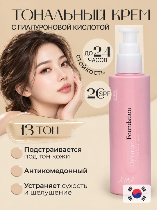 AMA Hyaluron Foundation SPF 20 — увлажняющий тональный крем с гиалуроновой кислотой