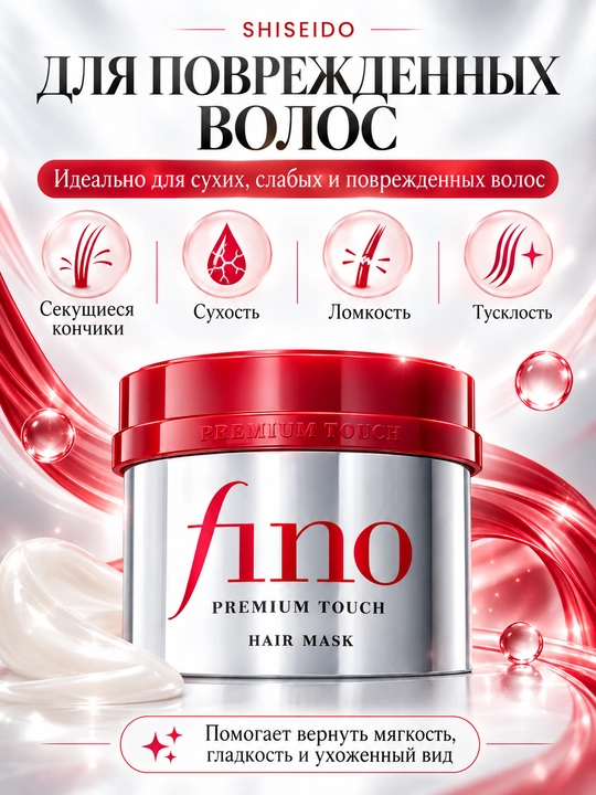 Маска для сухих и поврежденных волос SHISEIDO Fino Premium Touch