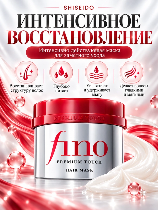 Маска для сухих и поврежденных волос SHISEIDO Fino Premium Touch
