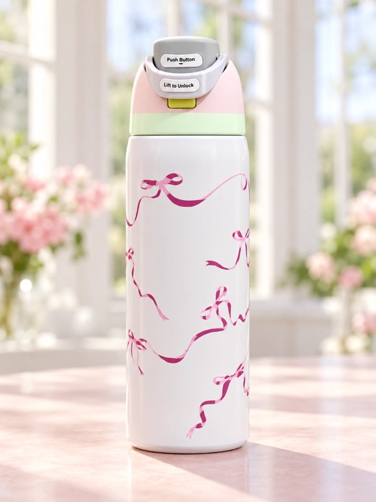 Termos 950 ml, tugmali qulflanadigan qopqoqli, rangli dizayn