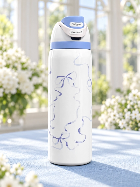 Termos 950 ml, tugmali qulflanadigan qopqoqli, rangli dizayn