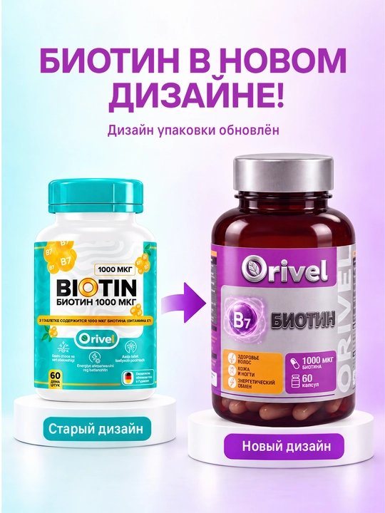 Биотин 1000 мкг (Витамин B7) zmt, 60 капсул – для волос, кожи и ногтей