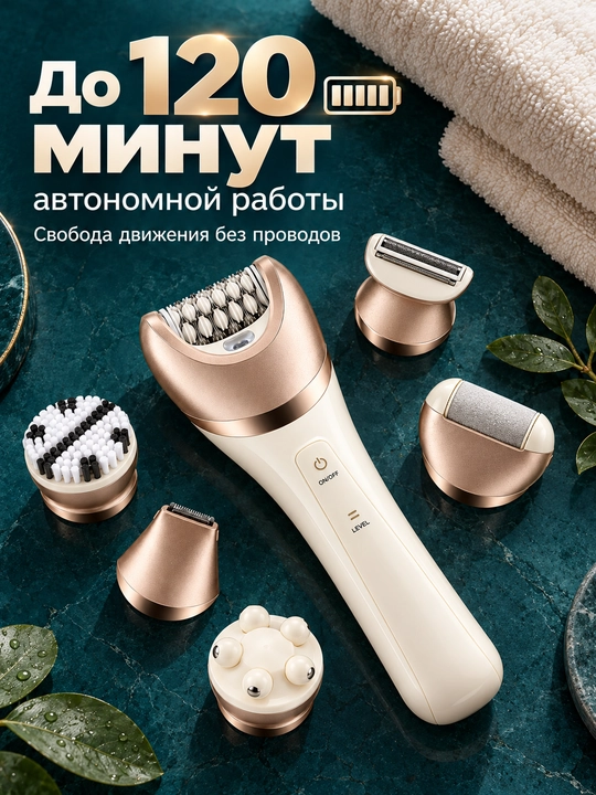 Эпилятор женский для тела 6 в 1, для удаления волос на ногах, лице и бикини