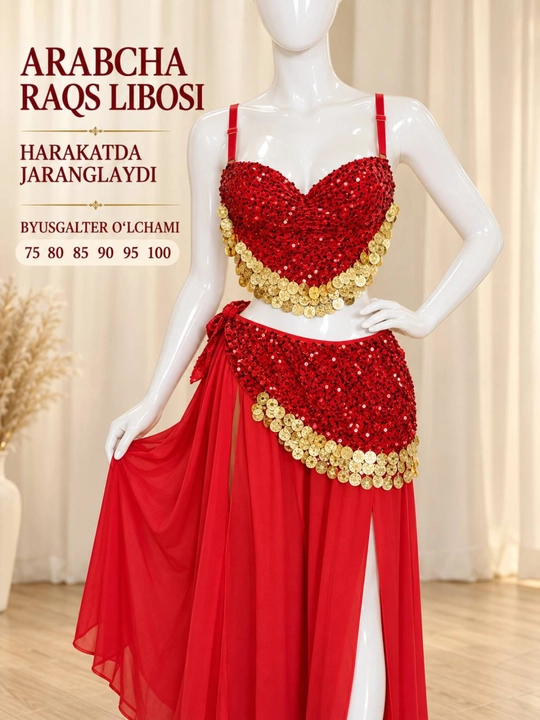 Arabcha raqs libosi, belly dance kostyumi, tangachali, byustgalter 75–100 - 