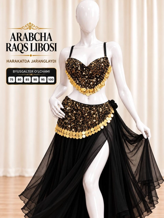 Arabcha raqs libosi, belly dance kostyumi, tangachali, byustgalter 75–100 - 