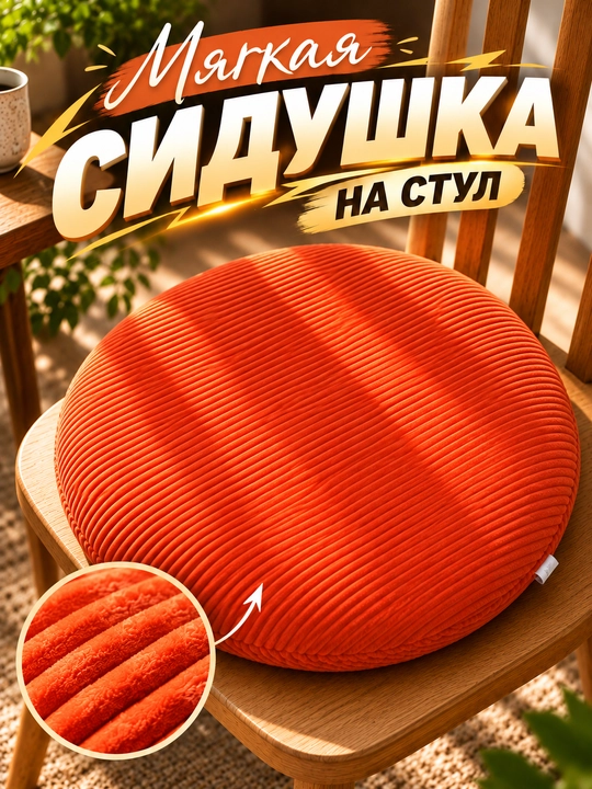 Stul uchun yostiqcha, yumshoq sidushka, stul yostig‘, yumaloq yostiqcha, o‘rindiq yostiq - 