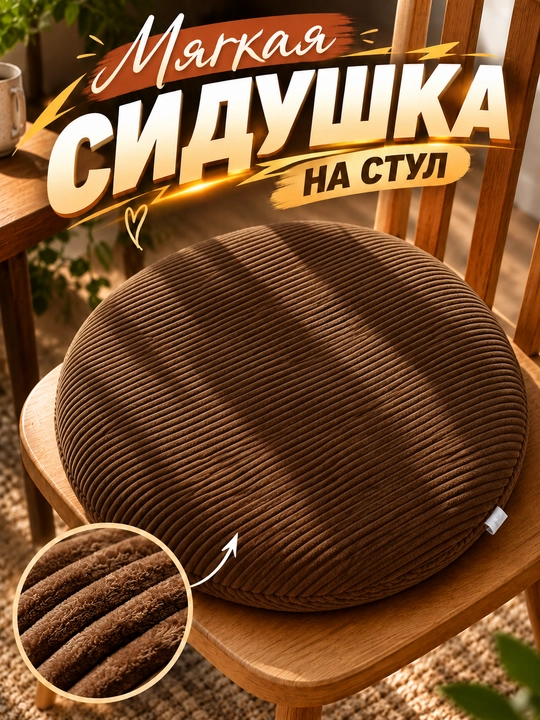 Stul uchun yostiqcha, yumshoq sidushka, stul yostig‘, yumaloq yostiqcha, o‘rindiq yostiq - 