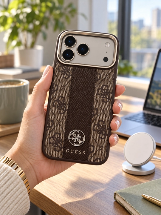 Чехол Guess 4G MagSafe для iPhone 18 Pro Max / 17 Pro Max, коричневый