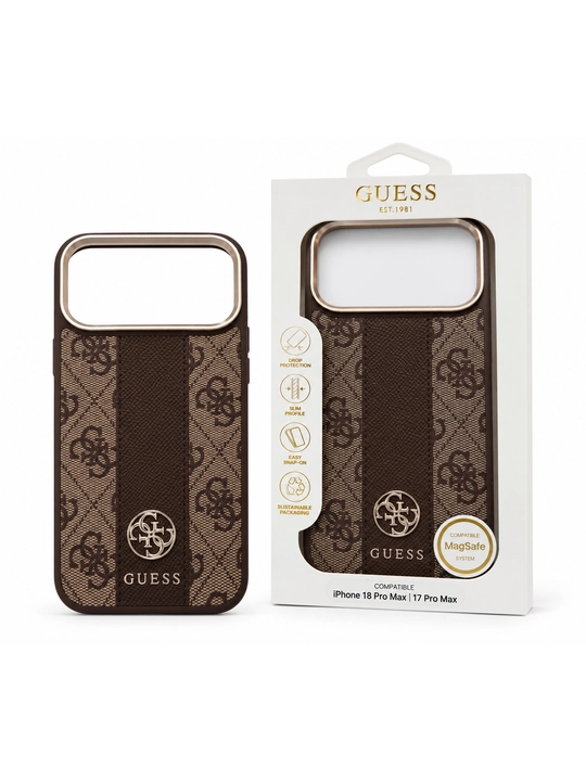 Чехол Guess 4G MagSafe для iPhone 18 Pro Max / 17 Pro Max, коричневый