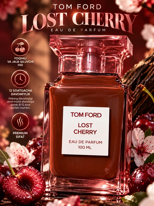 Tom Ford Lost Cherry, 100 ml, erkaklar va ayollar uchun uniseks atir, parfyumeriya suvi - 