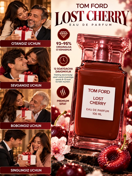 Tom Ford Lost Cherry, 100 ml, erkaklar va ayollar uchun uniseks atir, parfyumeriya suvi