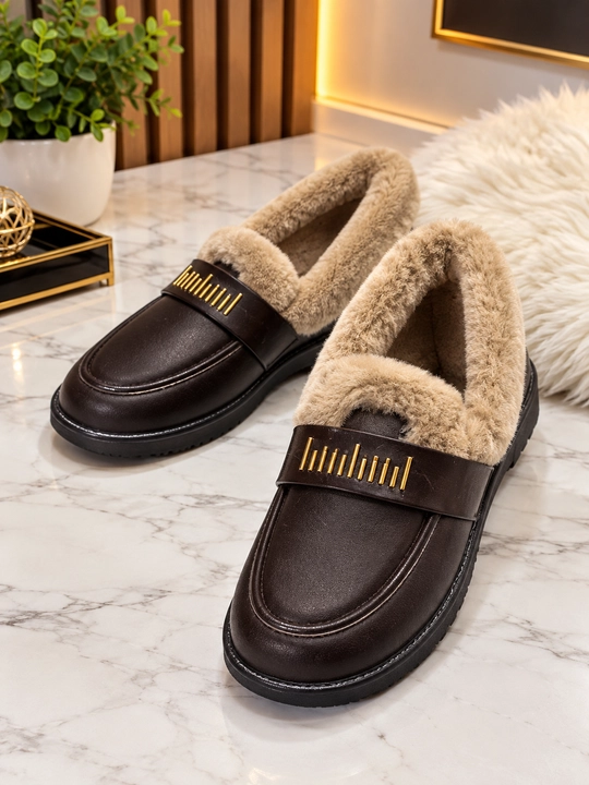 Ayollar tuflisi, mo‘ynali tufli, loafer, jigarrang tufli, qishki tufli - 