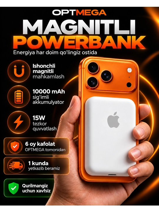 MagSafe power bank, iPhone uchun, 10.000 va 5.000 mA/h, Power bank - 