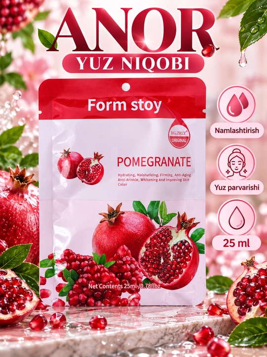 Yuz uchun namlantiruvchi matoli niqob, turli ekstraktlar bilan, 25 ml, kundalik parvarish! - 