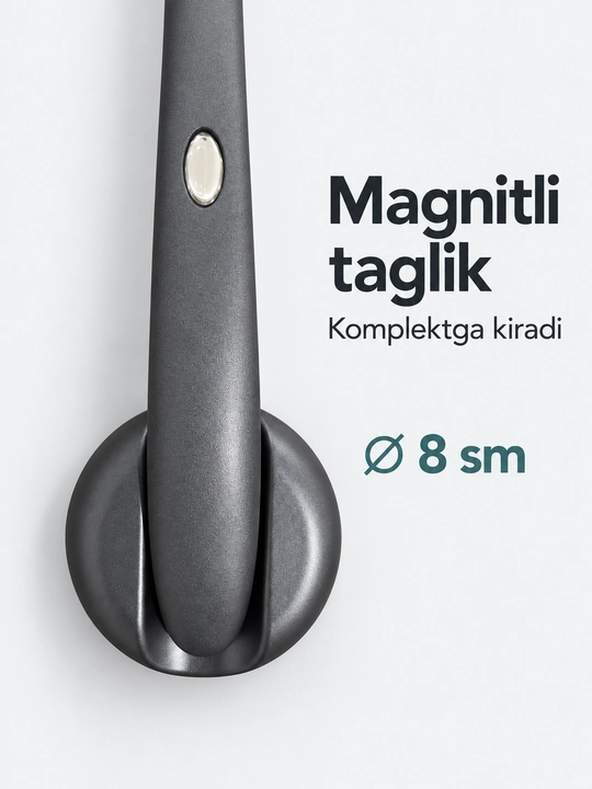 Uzun magnitli poyabzal qoshiqchasi, devor ushlagichli (70 sm)