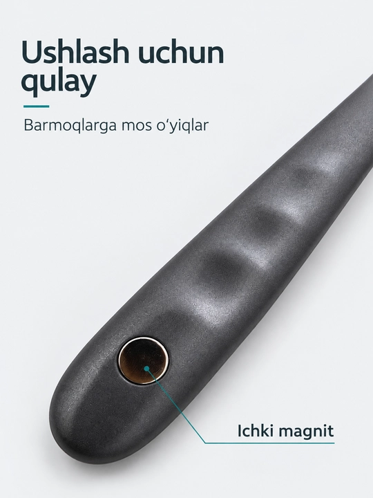 Uzun magnitli poyabzal qoshiqchasi, devor ushlagichli (70 sm)