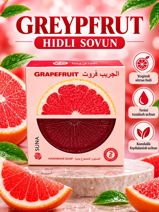 Mevali hidli qo‘lbola sovun, apelsin, laym, limon, kivi va greypfrut hidli turlari - 