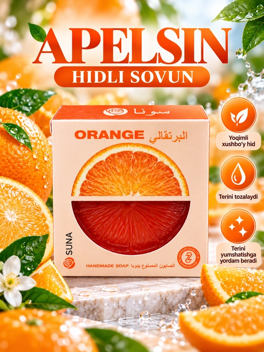 Mevali hidli qo‘lbola sovun, apelsin, laym, limon, kivi va greypfrut hidli turlari - 