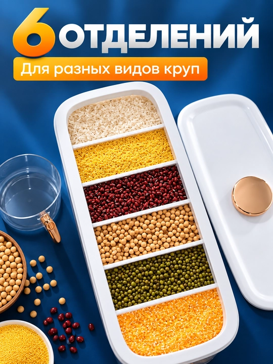 Набор контейнеров с крышками для круп, сахара, риса, маша, макаронных изделий и нута