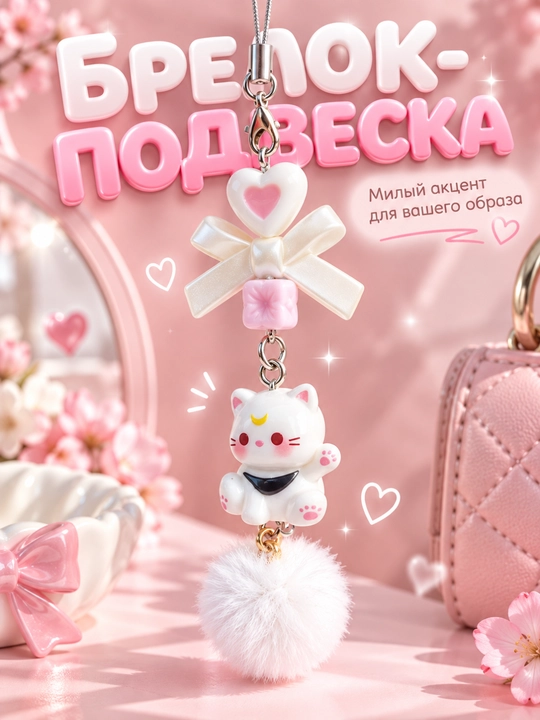 Брелок-подвеска котик для сумки и ключей - 