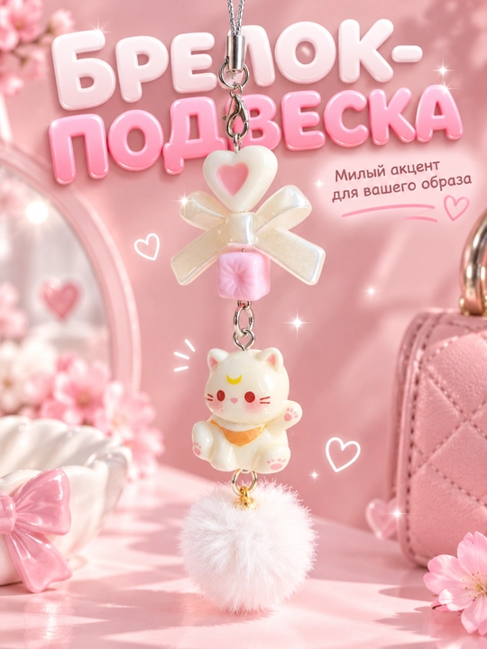 Брелок-подвеска котик для сумки и ключей - 