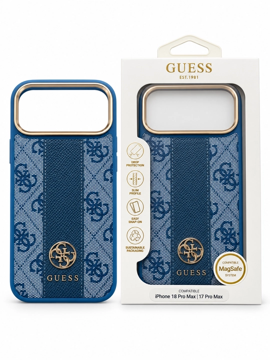 Guess MagSafe g‘ilofi, ko‘k, iPhone 17/18 Pro va Pro Max
