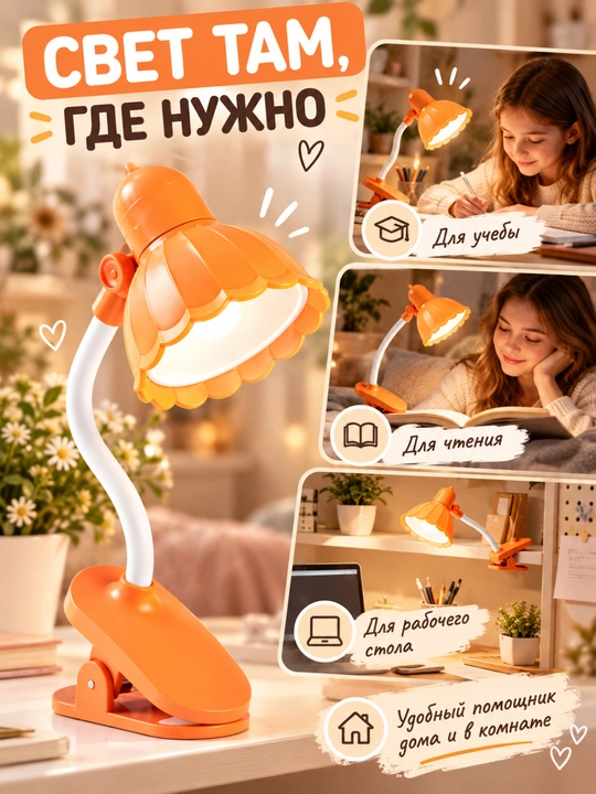 Настольная лампа с прищепкой лампа для чтения led лампа учебная лампа