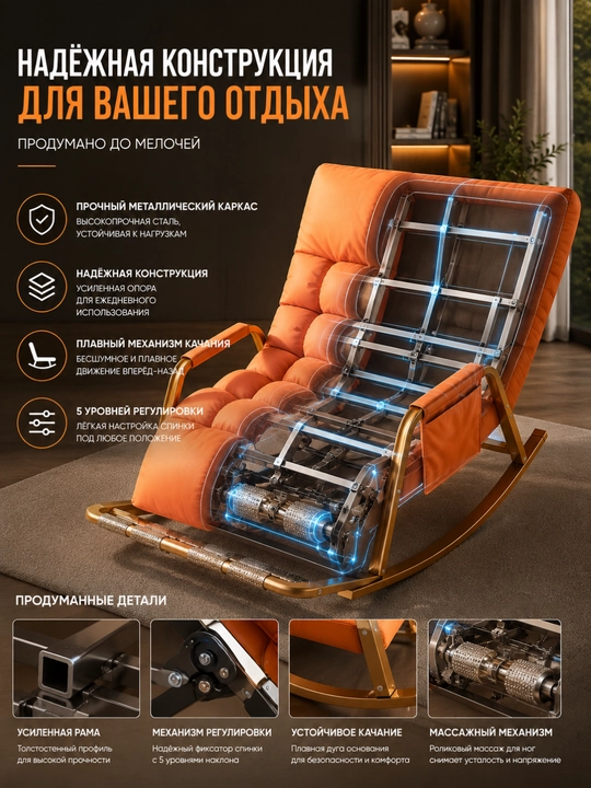 Кресло-качалка для дома мягкое 1-местное и 2-местное