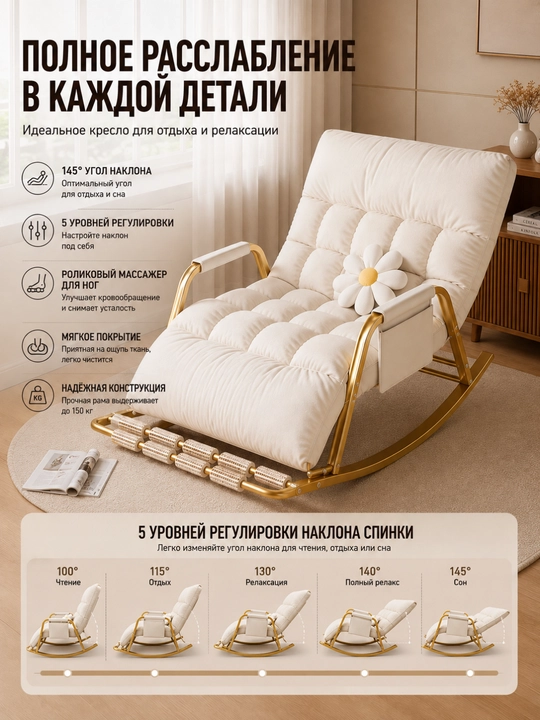 Кресло-качалка для дома мягкое 1-местное и 2-местное
